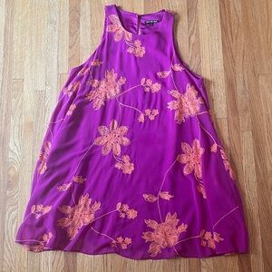 Gianni Bini Magenta Dress with Tangerine Embroidery